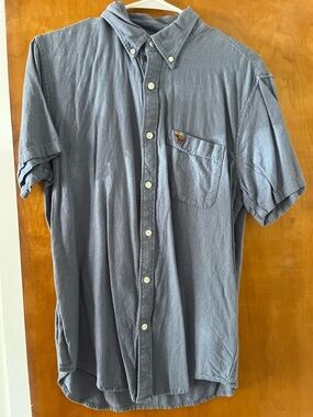 Abercrombie & Fitch Short-Sleeve Button-Down Shirt in Slate Blue